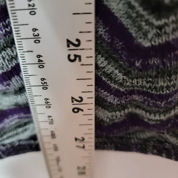 AB Studio Womens Poncho Cape Sz L Pull Over Knit Sweater Purple Black & Grey - Picture 9 of 11